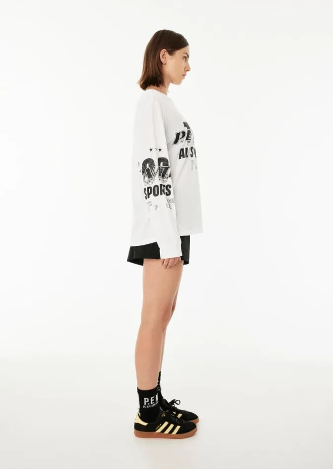 Shop CONTENDER LS TEE IN OPTIC WHITE PE Nation Long Sleeve Tops