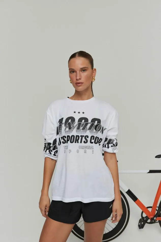 Shop CONTENDER LS TEE IN OPTIC WHITE PE Nation Long Sleeve Tops