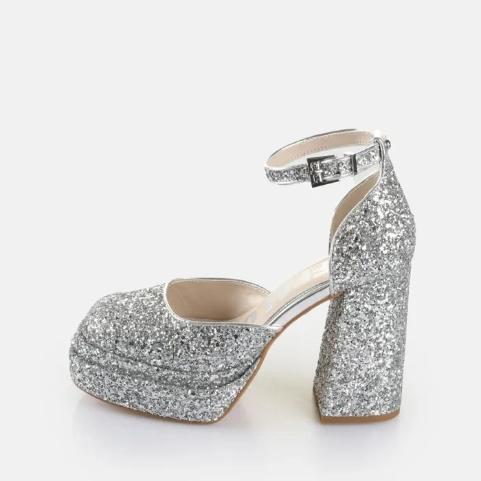 Shop Heels BUFFALO May Dorsay Shine Silver