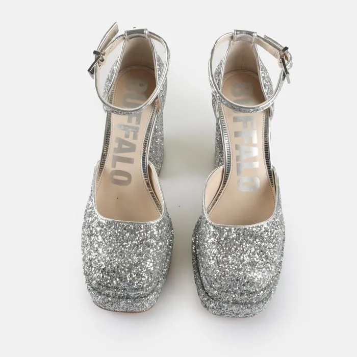 Shop Heels BUFFALO May Dorsay Shine Silver