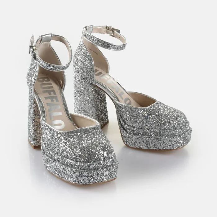 Shop Heels BUFFALO May Dorsay Shine Silver
