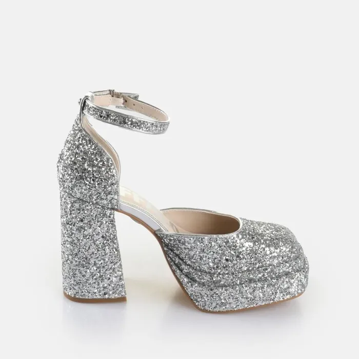 Shop Heels BUFFALO May Dorsay Shine Silver