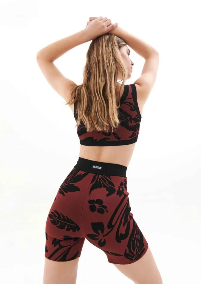 Shop RECONNECT KNIT BIKE SHORT IN FLORAL PRINT PE Nation Shorts