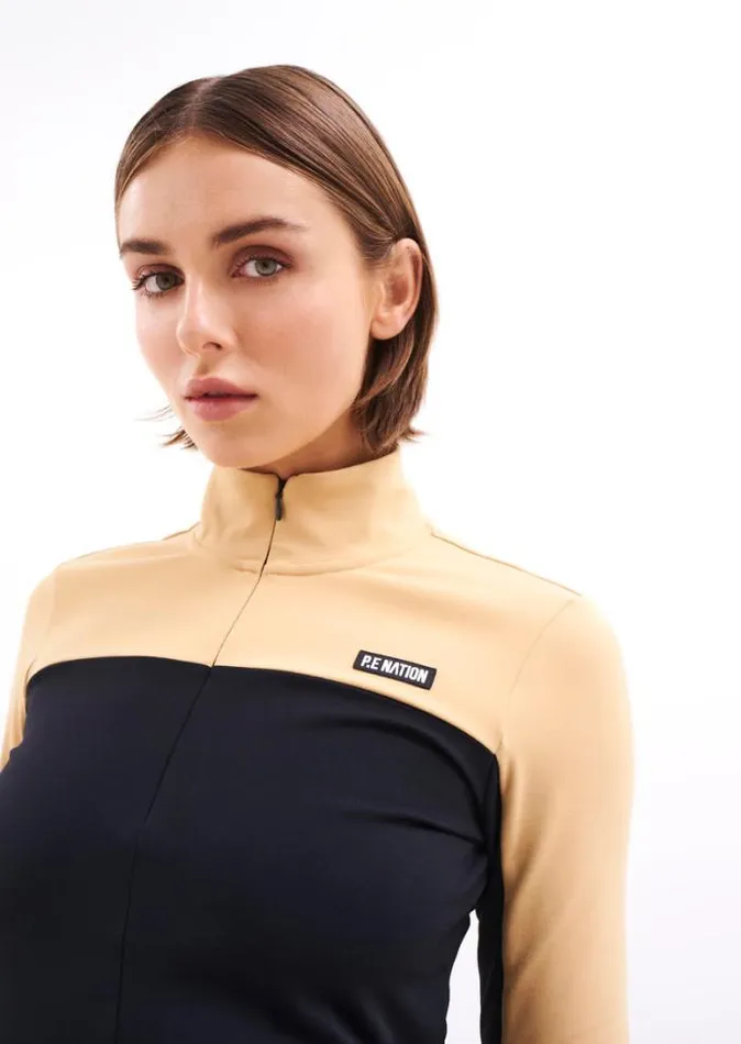Shop SLALOM BLOCKED LONG SLEEVE TOP IN BLACK PE Nation Long Sleeve Tops