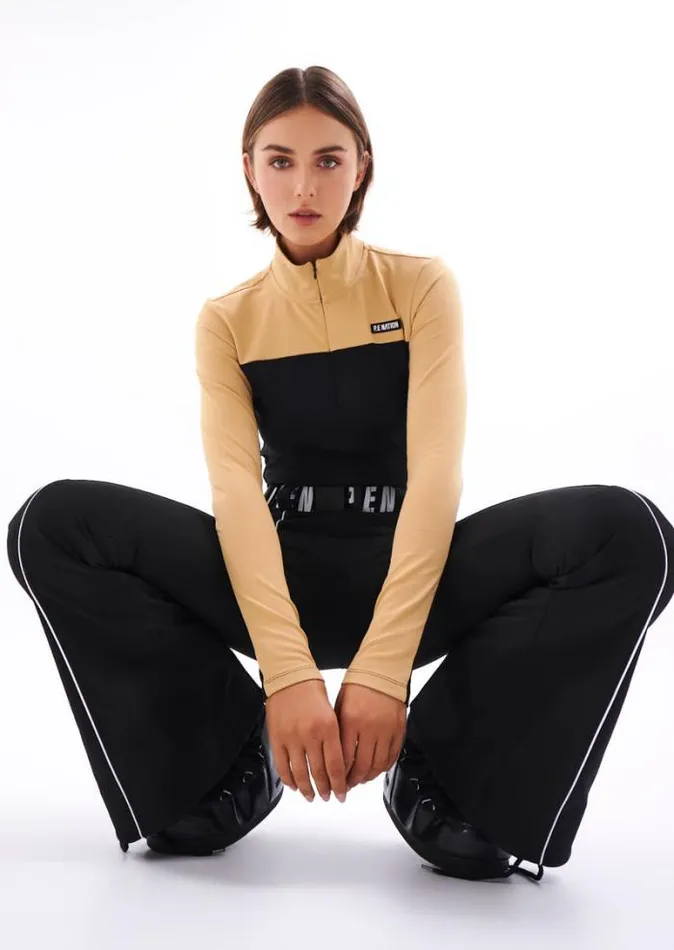 Shop SLALOM BLOCKED LONG SLEEVE TOP IN BLACK PE Nation Long Sleeve Tops