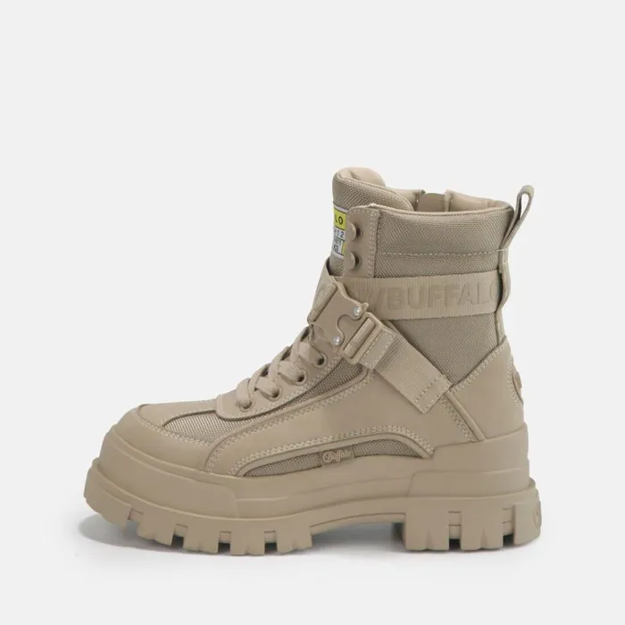 Shop Vegan Shoes BUFFALO Aspha Com1 Laceup Mid Beige