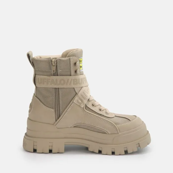 Shop Vegan Shoes BUFFALO Aspha Com1 Laceup Mid Beige