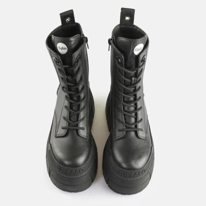 Shop Vegan Shoes BUFFALO Gospher Lace Up Mid Black