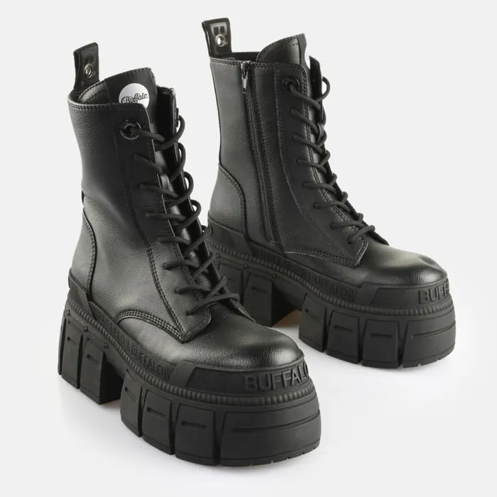 Shop Vegan Shoes BUFFALO Gospher Lace Up Mid Black