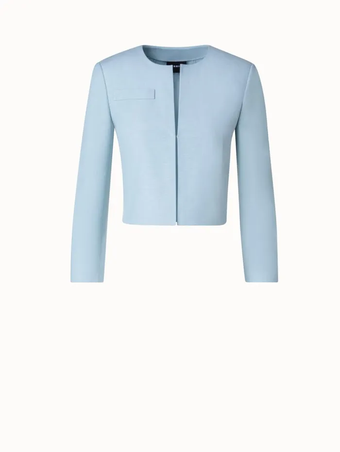Short DoubleFace Jacket In Cotton Silk Stretch Bleached Denim Women Akris Jackets