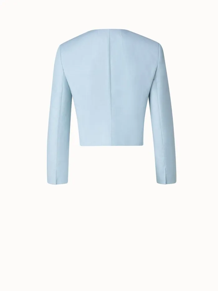 Short DoubleFace Jacket In Cotton Silk Stretch Bleached Denim Women Akris Jackets