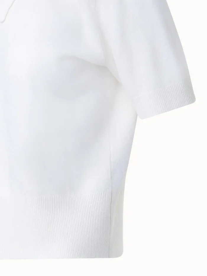 Short Sleeve 100 Cashmere Top With Knot Mockneck Ecru Women Akris Knitwear