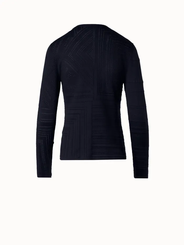 Silk Cotton Sweater With Lizzi039s Lines Ajour Black Women Akris Knitwear