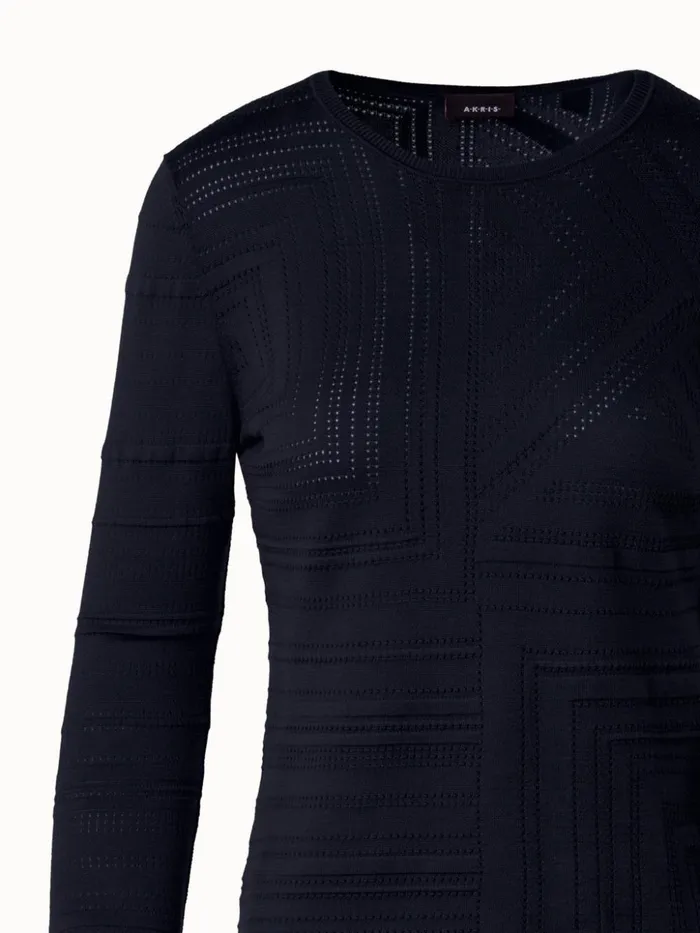 Silk Cotton Sweater With Lizzi039s Lines Ajour Black Women Akris Knitwear
