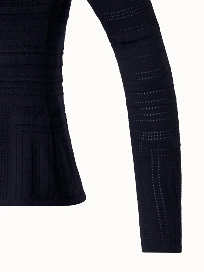 Silk Cotton Sweater With Lizzi039s Lines Ajour Black Women Akris Knitwear