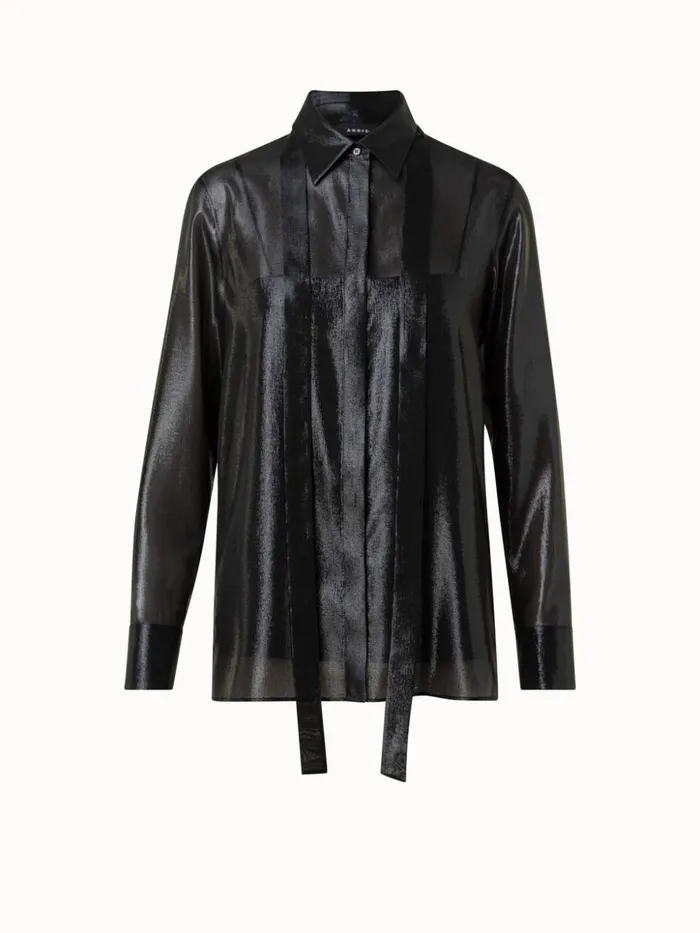Silk Lurex Blend Tunic Blouse Black Women Akris Blouses