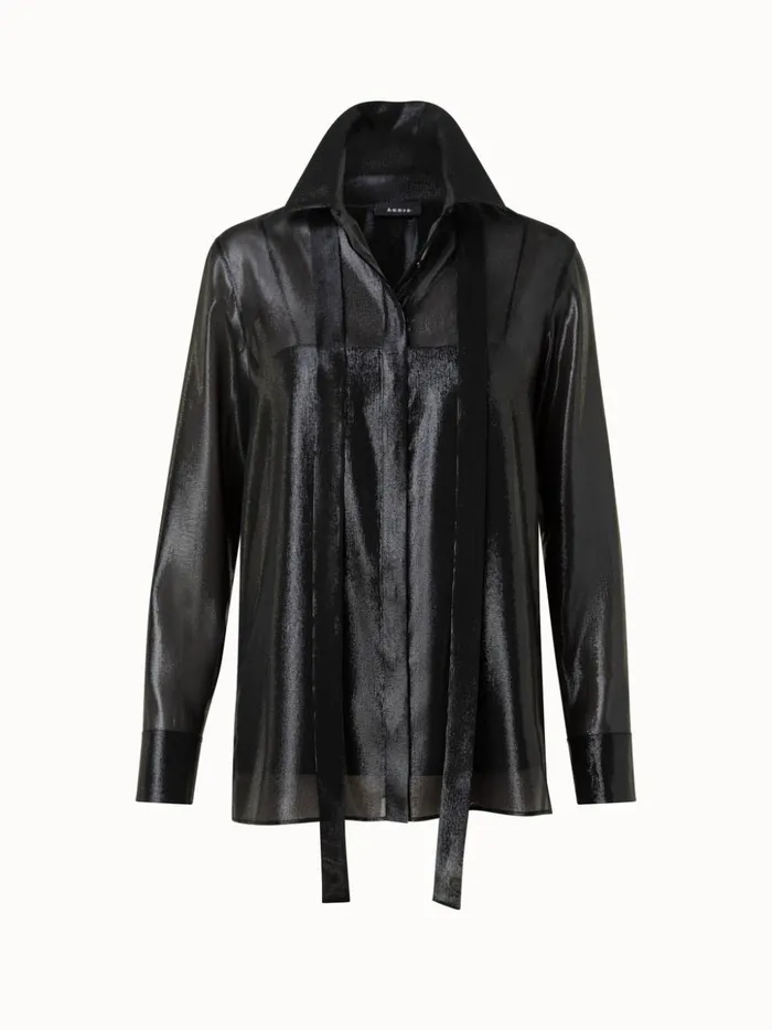 Silk Lurex Blend Tunic Blouse Black Women Akris Blouses