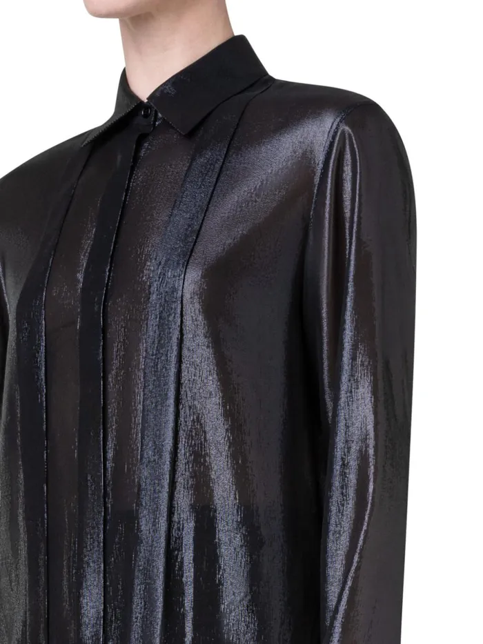 Silk Lurex Blend Tunic Blouse Black Women Akris Blouses