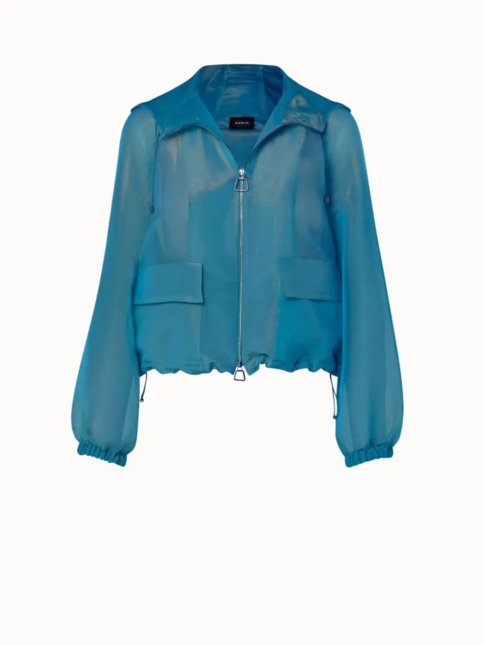Silk Techno Iridescent Organza Voluminous Blouson Jacket Alpsee Women Akris Jackets