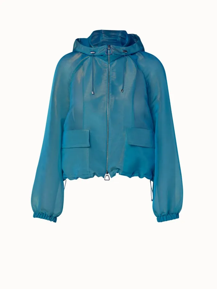 Silk Techno Iridescent Organza Voluminous Blouson Jacket Alpsee Women Akris Jackets