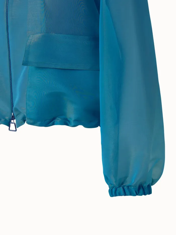 Silk Techno Iridescent Organza Voluminous Blouson Jacket Alpsee Women Akris Jackets