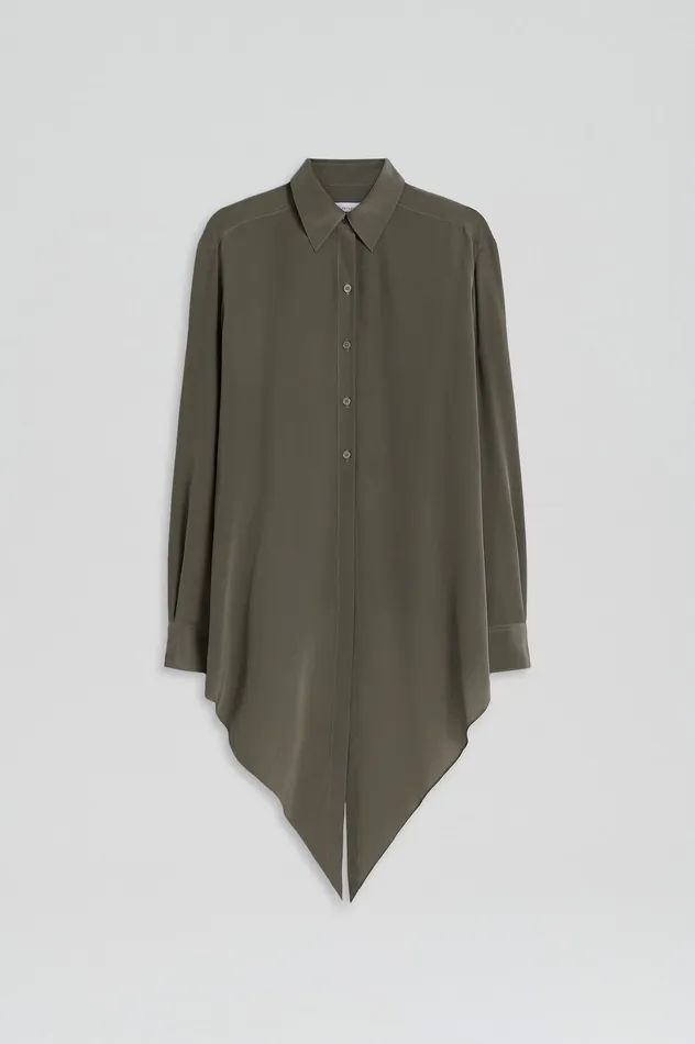 SILK TIE FRONT SHIRT TAUPE Women Shirts Scanlan Theodore SILK TIE FRONT SHIRT TAUPE Women Shirts Scanlan Theodore