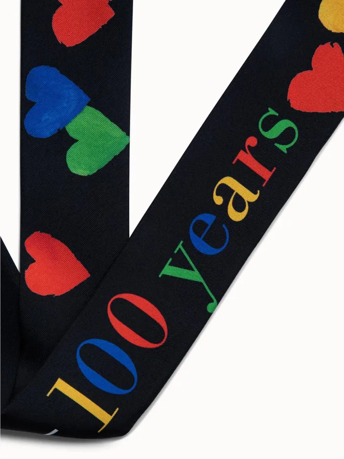 Silk Twill Tie Scarf With Hearts Print Blackmulticolor Women Akris Twill Scarves