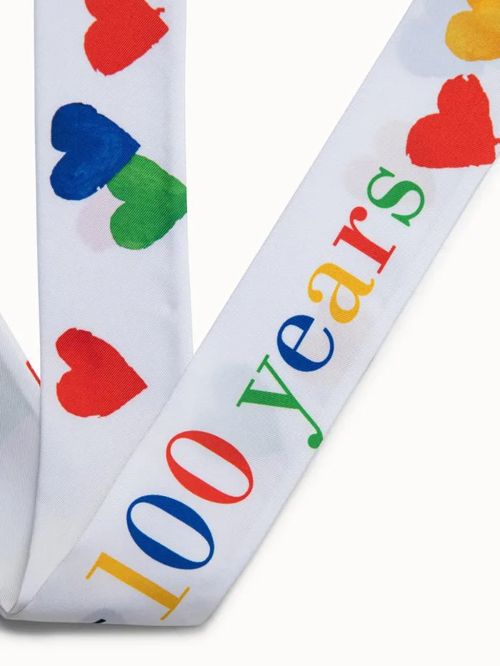 Silk Twill Tie Scarf With Hearts Print Whitemulticolor Women Akris Twill Scarves