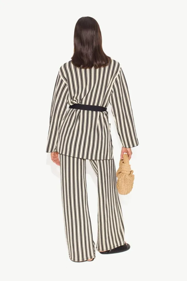 Simon Miller Tops Max Belted Knit Cardigan In BlackRice Flour Stripe 8211 Women