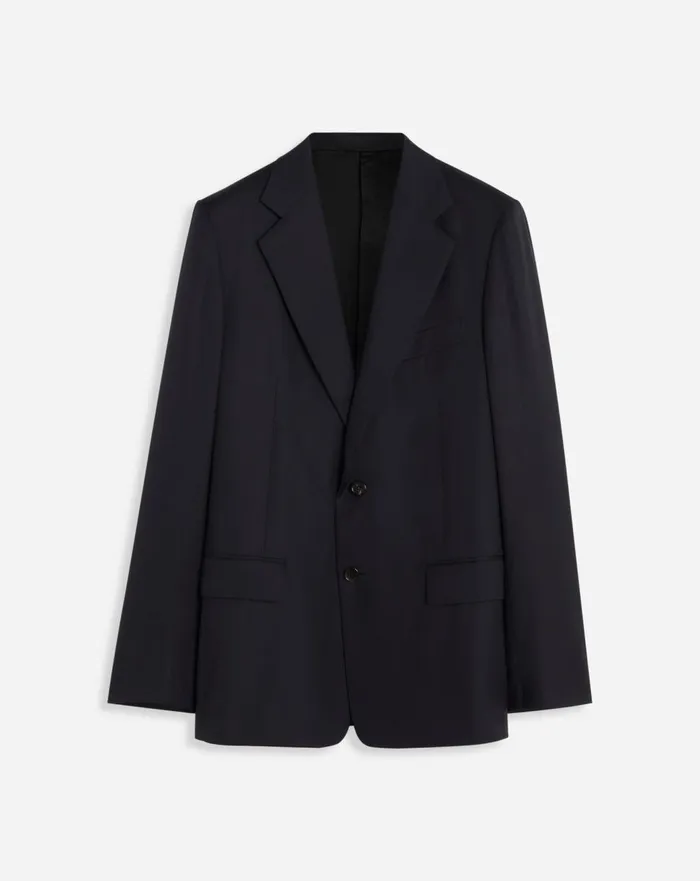 Singlebreasted Flap Pockets Jacket Navy Blue Men Lanvin Coats and Jackets