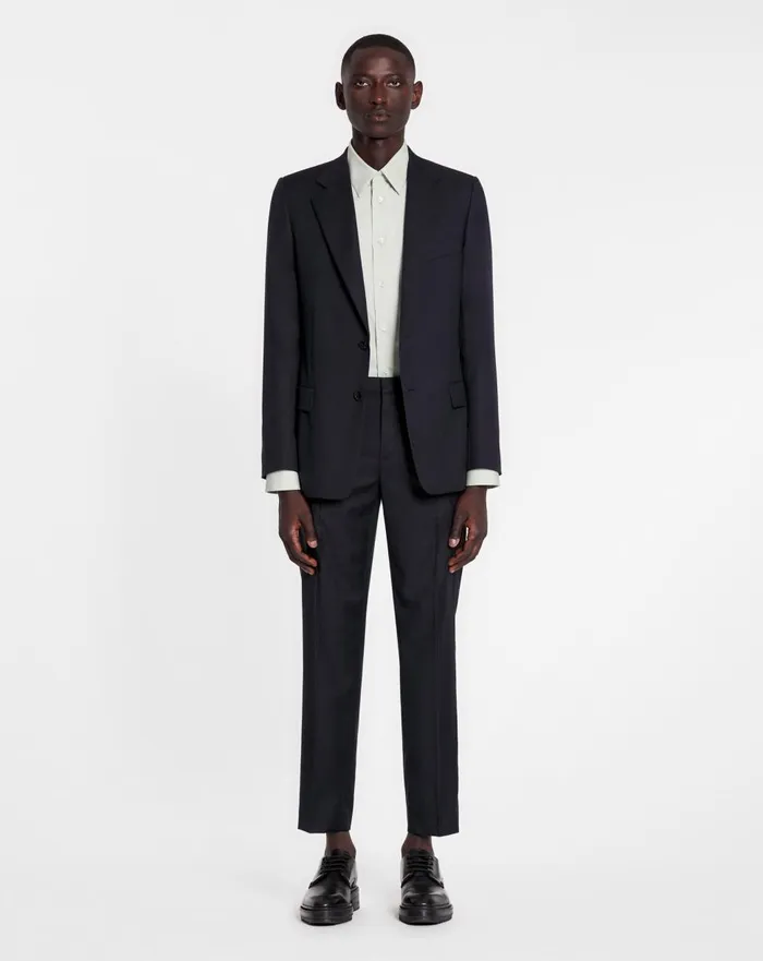 Singlebreasted Flap Pockets Jacket Navy Blue Men Lanvin Coats and Jackets