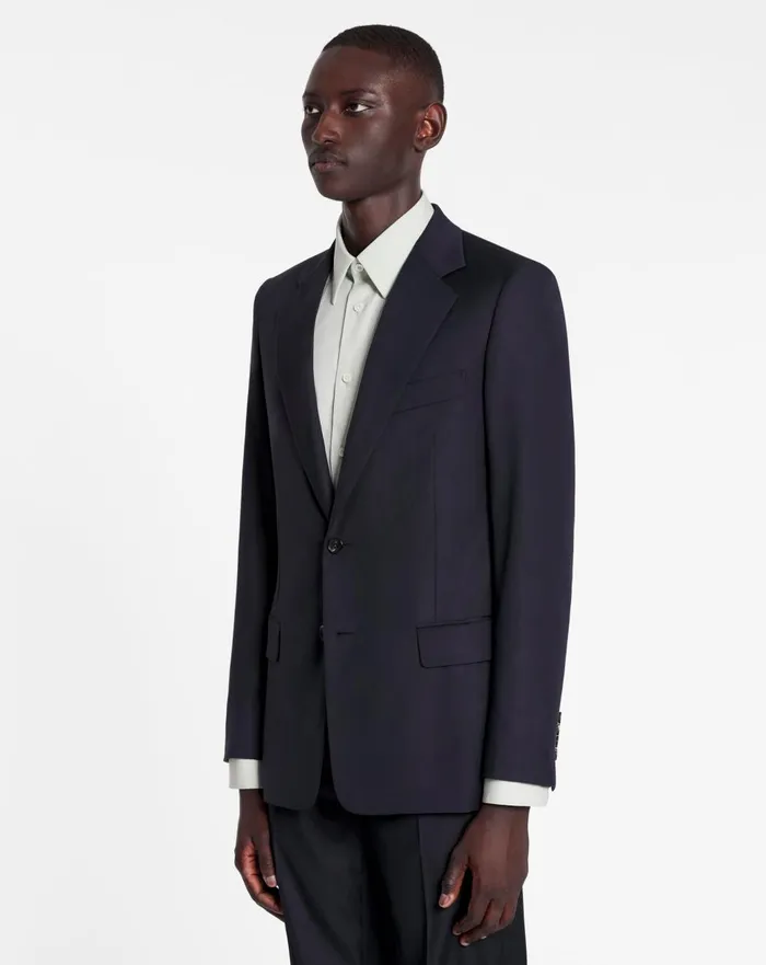 Singlebreasted Flap Pockets Jacket Navy Blue Men Lanvin Coats and Jackets