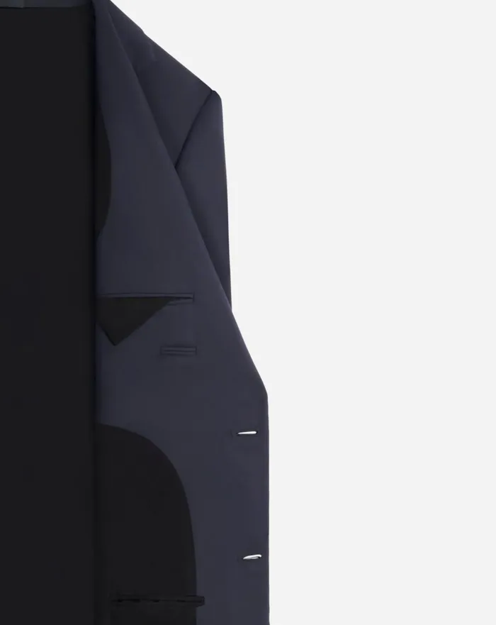 Singlebreasted Flap Pockets Jacket Navy Blue Men Lanvin Coats and Jackets