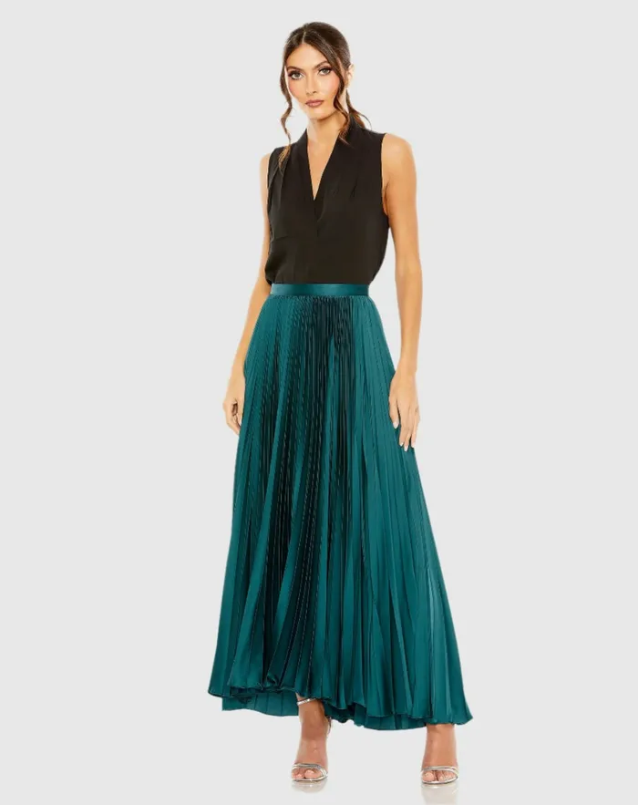 Skirts Women Mac Duggal Satin Pleated Skirt Peacock