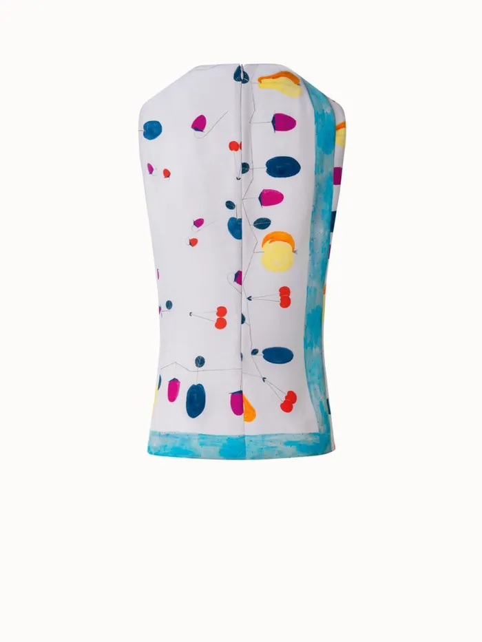 Sleeveless Silk Crpe Blouse With Fruits Print Greigemulticolor Women Akris Blouses