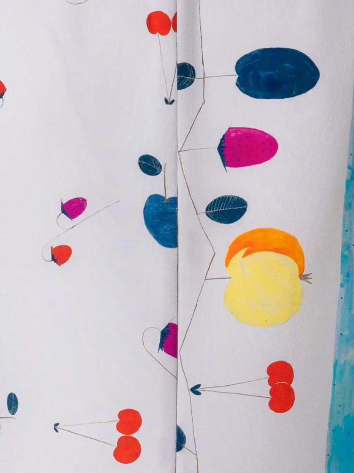 Sleeveless Silk Crpe Blouse With Fruits Print Greigemulticolor Women Akris Blouses