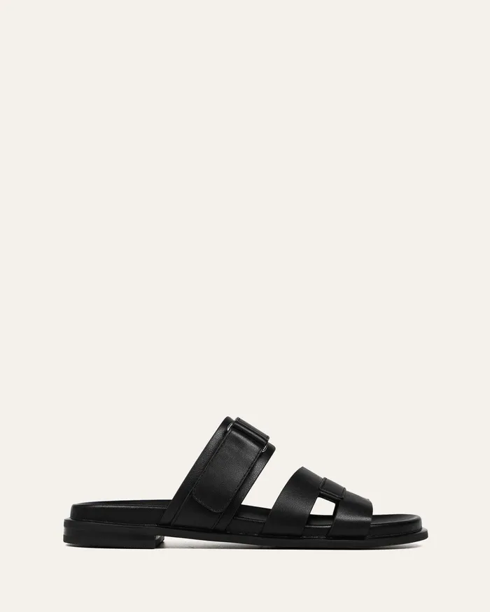SLIDES Hendrix flat slides black leather jomercer Women