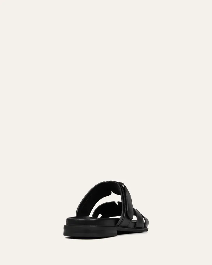 SLIDES Hendrix flat slides black leather jomercer Women SLIDES Hendrix flat slides black leather jomercer Women