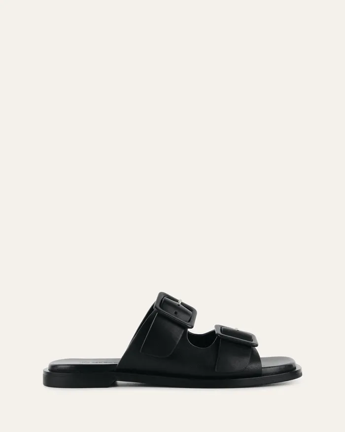 SLIDES Women jomercer Sebastian flat slide black leather