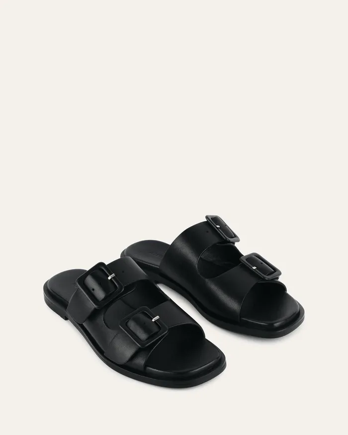 SLIDES Women jomercer Sebastian flat slide black leather SLIDES Women jomercer Sebastian flat slide black leather