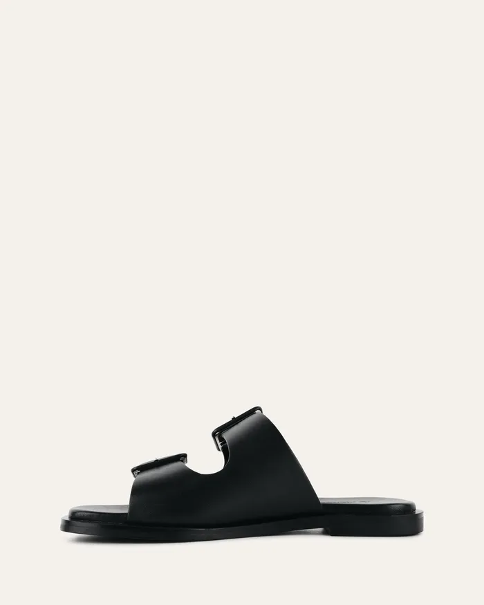 SLIDES Women jomercer Sebastian flat slide black leather SLIDES Women jomercer Sebastian flat slide black leather
