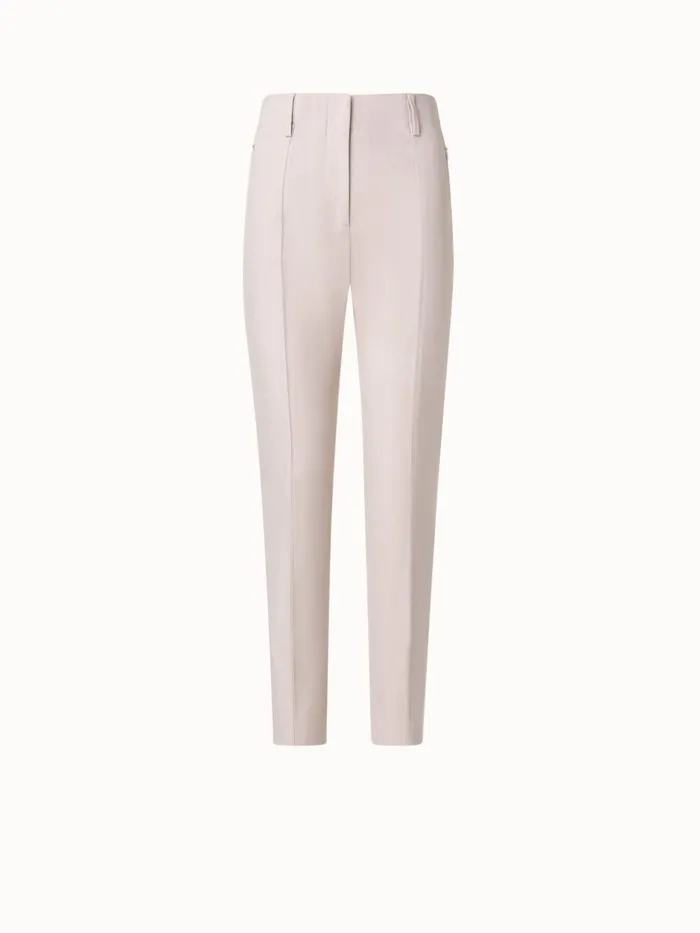 Slim Cotton Denim Stretch Pants With Ankle Length Sand Women Akris Pants