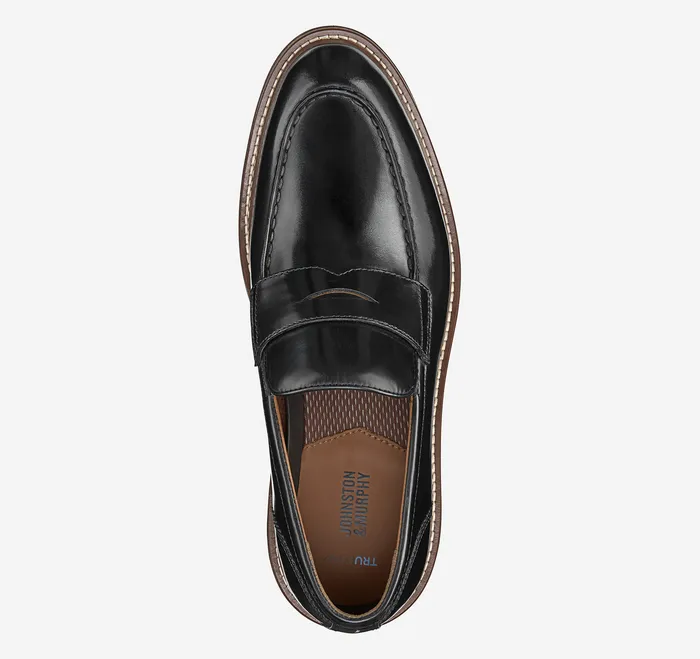 SlipOns and Loafers Men Johnston and Murphy Upton Penny Loafer Black Full Grain