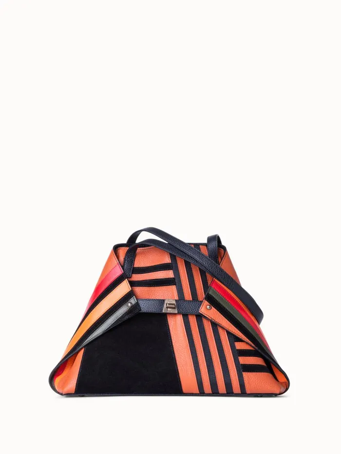 Small Ai Shoulder Bag In Zig Zag Trapezoid Leather Patchwork Multicolor Women Akris Shoulder Bags Small Ai Shoulder Bag In Zig Zag Trapezoid Leather Patchwork Multicolor Women Akris Shoulder Bags