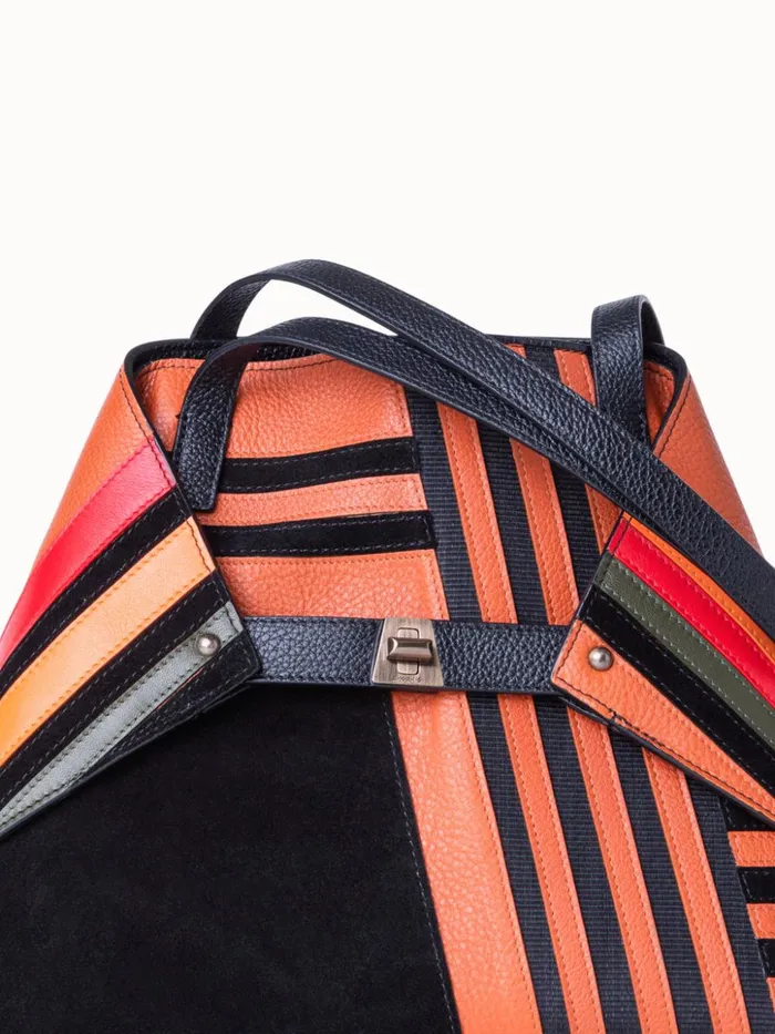Small Ai Shoulder Bag In Zig Zag Trapezoid Leather Patchwork Multicolor Women Akris Shoulder Bags