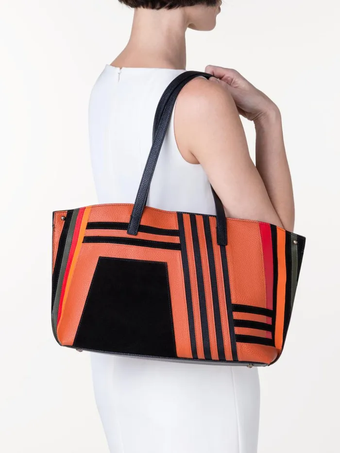 Small Ai Shoulder Bag In Zig Zag Trapezoid Leather Patchwork Multicolor Women Akris Shoulder Bags