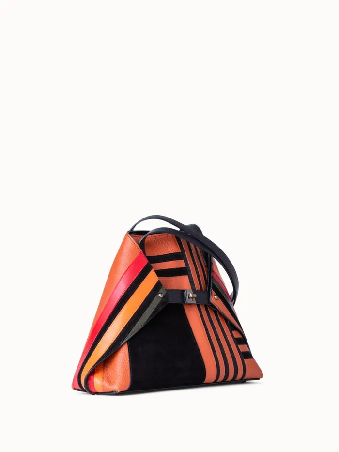 Small Ai Shoulder Bag In Zig Zag Trapezoid Leather Patchwork Multicolor Women Akris Shoulder Bags