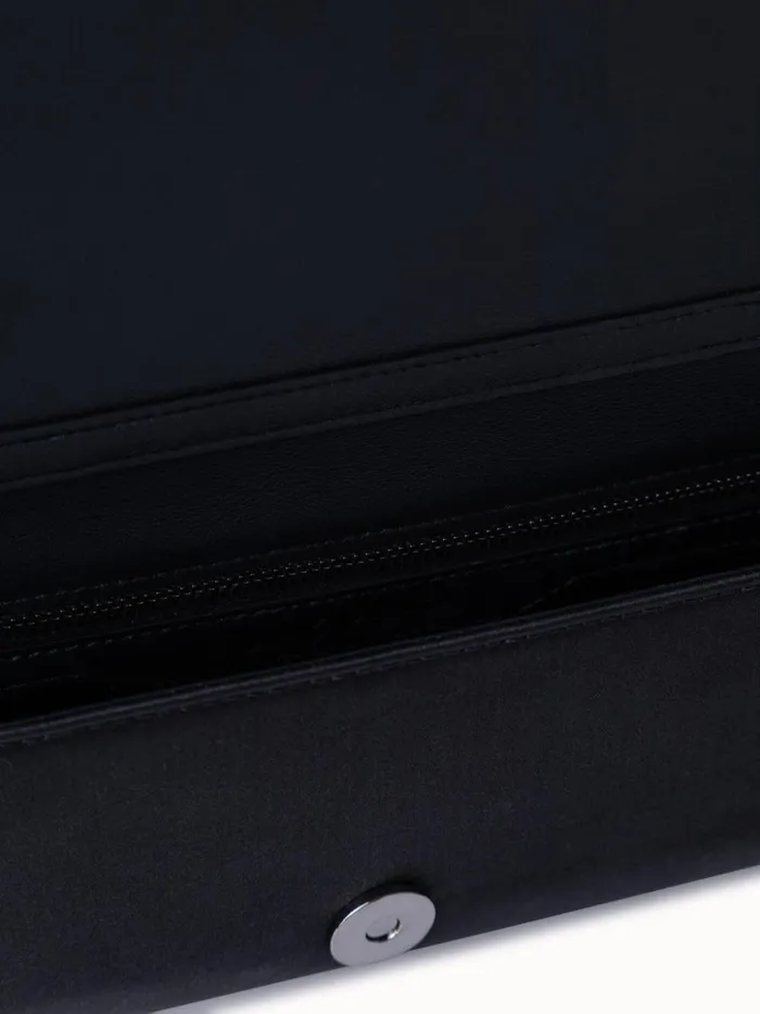Small Anouk Clutch In Satin With Crystal Trapezoid Black Women Akris Clutches