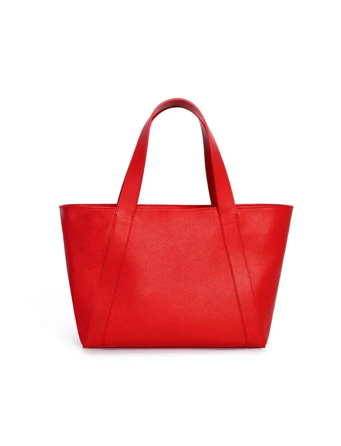 Small Leather Zip Tote Bag Scarlet Women Akris Tote Bags