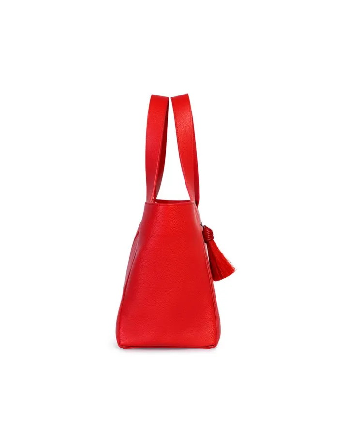 Small Leather Zip Tote Bag Scarlet Women Akris Tote Bags